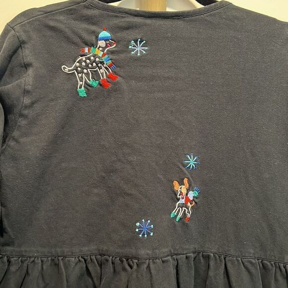 VTG Michael Simon Lite, Maxi Dress With Embroidered Holiday Christmas Do… - Picture 7 of 9